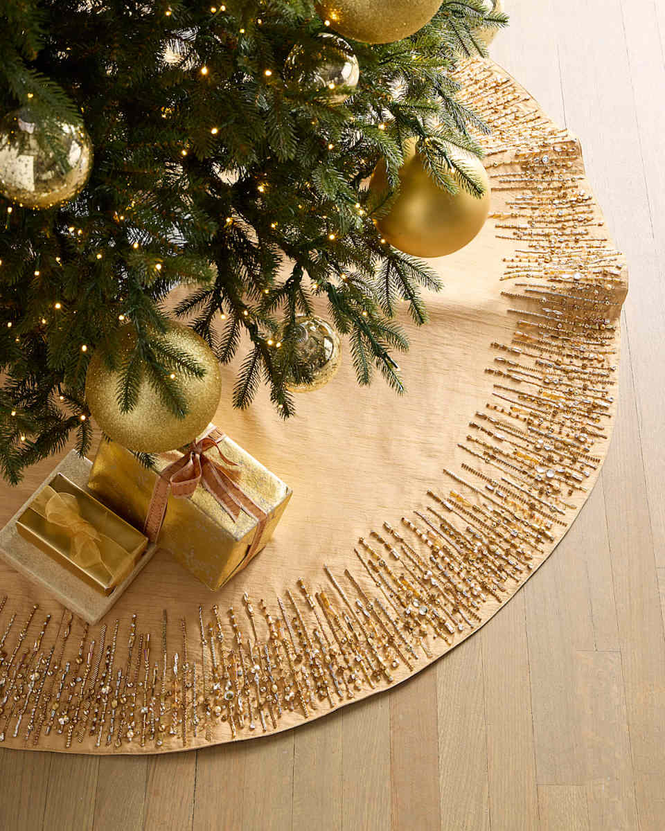Gold Beaded 54" Tree Skirt